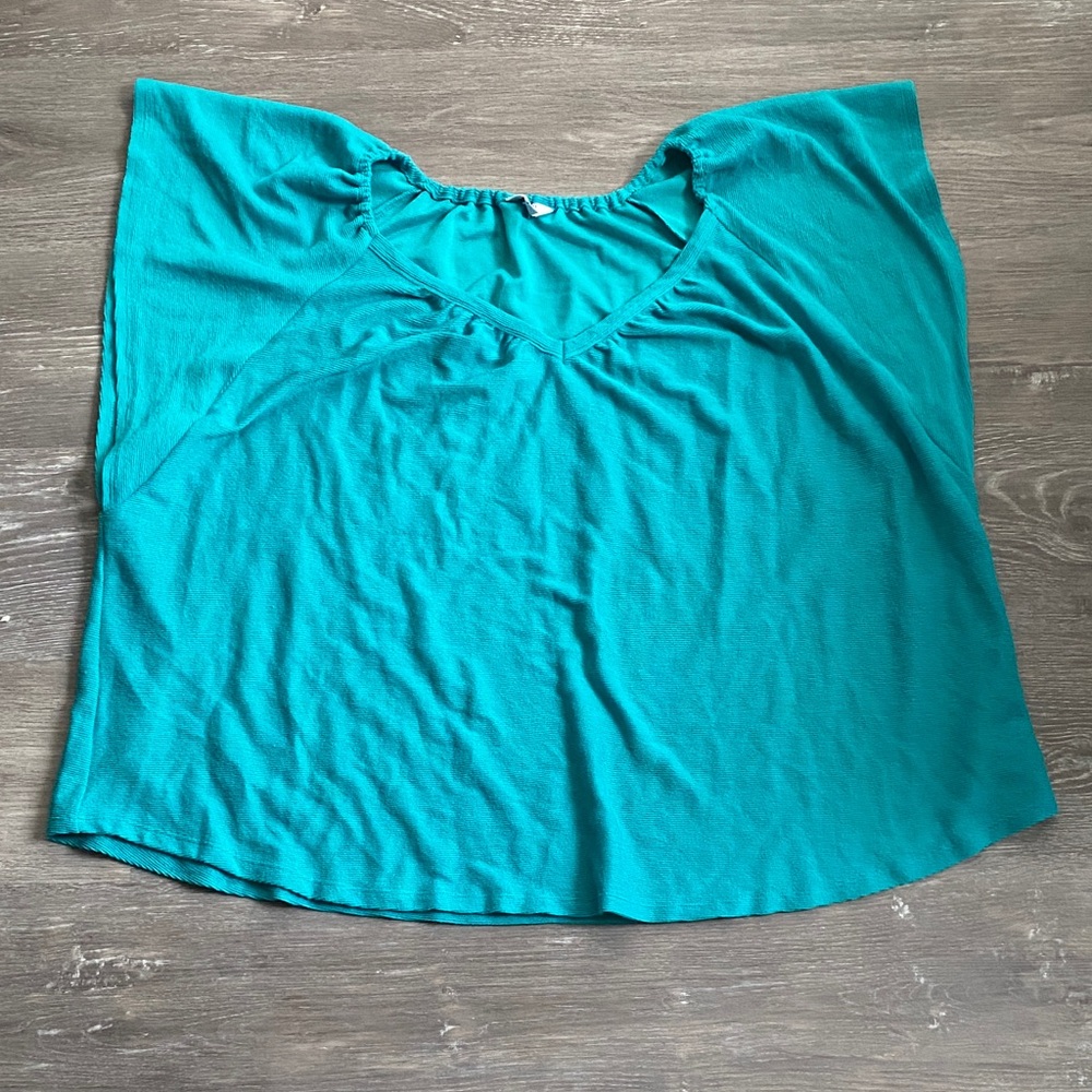 Crown & Ivy Turquoise Knit Top, Size 4X